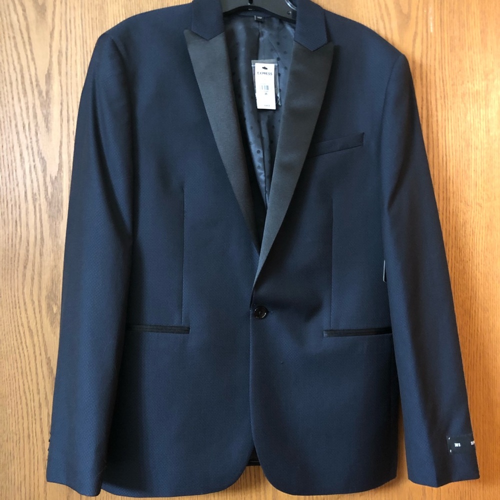 Classic Navy Cotton Sateen Tuxedo Jacket